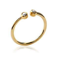 Bague plaqué or 750 5 microns et oxyde de zirconium