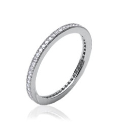 Bague argent massif 925 rhodié et oxyde de zirconium micro serti