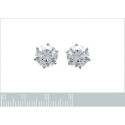 Puces d'oreilles 9 mm clous - Daphne - argent 925 rhodié - zircon transparent