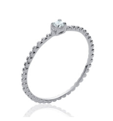 Bague argent massif 925 rhodié et oxyde de zirconium