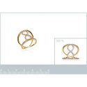 Bague plaqué or 750 5 microns bicolore et oxyde de zirconium micro serti