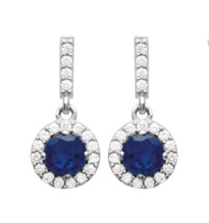 Boucles d'oreilles pendantes 14 mm - Tiana - argent 925 rhodié - zircon bleu