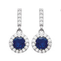 Boucles d'oreilles pendantes 14 mm - Tiana - argent 925 rhodié - zircon bleu