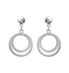 Boucles d'oreilles pendantes 18 mm rondes anneaux - Alixe - argent massif 925
