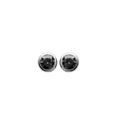 Puces d'oreilles clous rondes 3 mm - Alix - argent 925 rhodié - zircon noir