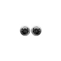 Puces d'oreilles clous rondes 3 mm - Alix - argent 925 rhodié - zircon noir
