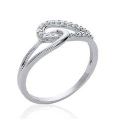Bague argent massif 925 rhodié et oxyde de zirconium