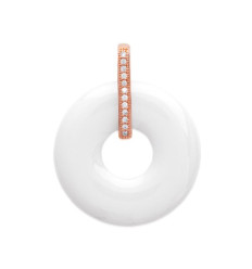 Pendentif plaqué or 750 3 microns rose oxyde de zirconium et céramique