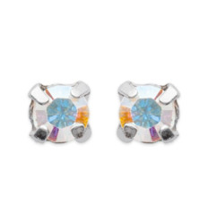 Boucles d'oreilles puces clous 4mm - Olivia - argent massif - cristal blanc
