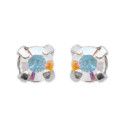 Boucles d'oreilles puces clous 4mm - Olivia - argent massif - cristal blanc