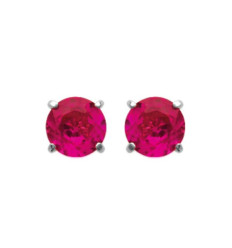 Boucles d'oreilles puces clous rondes pierre rose 5mm - Zoe - argent 925 rhodié