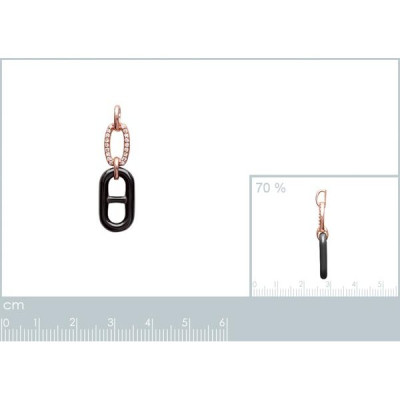 Pendentif plaqué or 750 3 microns rose oxyde de zirconium et céramique