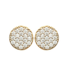 Boucles d'oreilles plaqué or bicolore puces rondes oxyde de zirconium