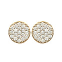 Boucles d'oreilles plaqué or bicolore puces rondes oxyde de zirconium