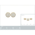 Boucles d'oreilles puces rondes 7 mm Plaqué Or bicolore et Oxyde de Zirconium