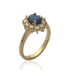 Bague plaqué or 750 5 microns oxyde de zirconium et pierre véritable