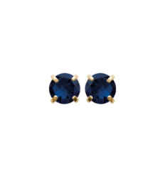 Boucles d'oreilles puces clous plaqué or pierre de synthèse bleue ronde