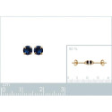Boucles clous d'oreilles Plaqué Or Pierre de synthèse bleue 4 mm ronde 4 griffes