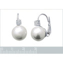 Boucles d'oreilles dormeuses 13 mm - Delia - argent - zircon - imitation perles