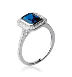 Bague argent massif 925 rhodié et oxyde de zirconium micro serti