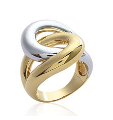 Bague plaqué or 750 3 microns bicolore