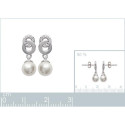 Boucles d'oreilles pendantes 17 mm - Karla - argent - zircons - imitation perle