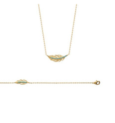 Collier plaqué or 750 3 microns et pierre de synthèse longueur 45 cm