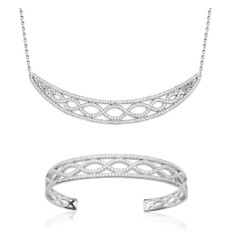 Collier argent massif 925 rhodié et oxyde de zirconium micro serti longueur 45 cm