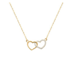 Collier plaqué or 750 3 microns bicolore et oxyde de zirconium