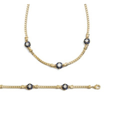 Collier plaqué or 750 3 microns oxyde de zirconium et pierre de synthèse longueur 42 cm