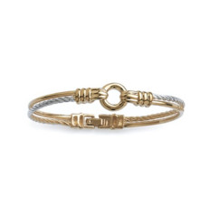 Jonc plaqué or 750 3 microns bicolore diamètre 58 mm