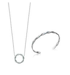 Jonc argent massif 925 rhodié et pierre de synthèse diamètre 58 mm