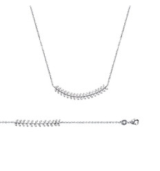 Collier argent massif 925 rhodié et oxyde de zirconium longueur 45 cm