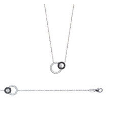 Bracelet argent massif 925 rhodié et oxyde de zirconium micro serti longueur 18 cm