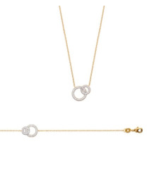 Collier plaqué or 750 3 microns bicolore et oxyde de zirconium micro serti longueur 45 cm