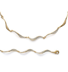 Bracelet plaqué or 750 3 microns bicolore et oxyde de zirconium longueur 18 cm