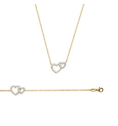 Collier plaqué or 750 3 microns bicolore et oxyde de zirconium micro serti longueur 45 cm