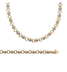 Bracelet plaqué or 750 3 microns bicolore longueur 18 cm