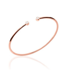 Jonc plaqué or 750 3 microns rose et oxyde zirconium diamètre 56 mm