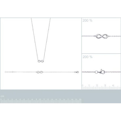 Collier argent massif 925 rhodié et oxyde de zirconium longueur 45 cm