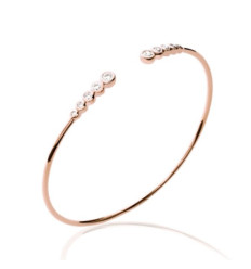 Jonc plaqué or 750 3 microns rose et oxyde zirconium diamètre 56 mm