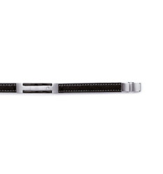 Bracelet acier ruthénium et cuir longueur 21 cm