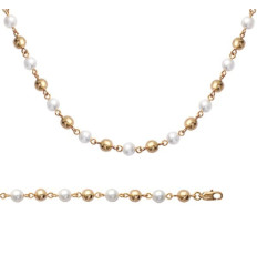 Bracelet plaqué or 750 3 microns et imitation perles longueur 18 cm