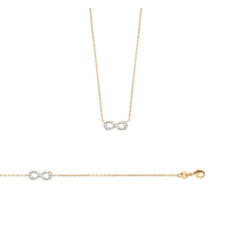 Collier plaqué or 750 3 microns bicolore et oxyde de zirconium longueur 45 cm