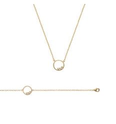 Collier plaqué or 750 3 microns et oxyde de zirconium longueur 45 cm