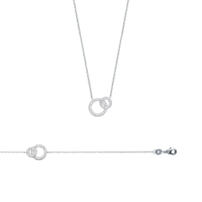 Collier argent massif 925 rhodié et oxyde de zirconium micro serti longueur 45 cm