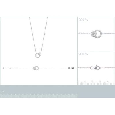 Collier argent massif 925 rhodié et oxyde de zirconium micro serti longueur 45 cm