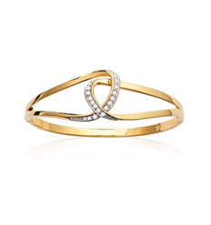 Jonc plaqué or 750 3 microns bicolore et oxyde zirconium diamètre 62 mm