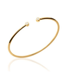 Jonc plaqué or 750 3 microns et oxyde zirconium diamètre 56 mm