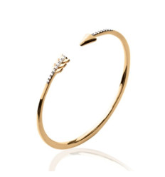 Jonc plaqué or 750 3 microns bicolore et oxyde zirconium diamètre 56 mm